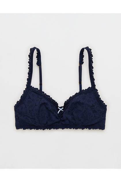 Show Off Rosey Lace Padded Scoop Bralette Navy
