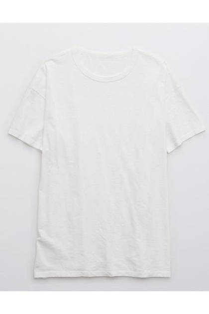 Aerie Distressed Basic Boyfriend T-Shirt White