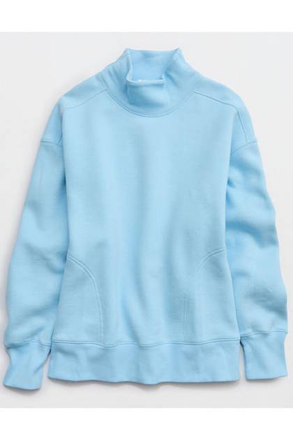 OFFLINE By Aerie Cloud Fleece Oversized Mockneck Sweatshirt Divine Blue