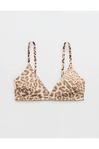 Aerie Mesh Skinny Strap Voop Bikini Top Natural