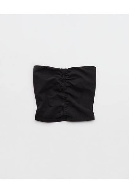 OFFLINE By Aerie OG Cotton Ruched Tube Top Washed Black