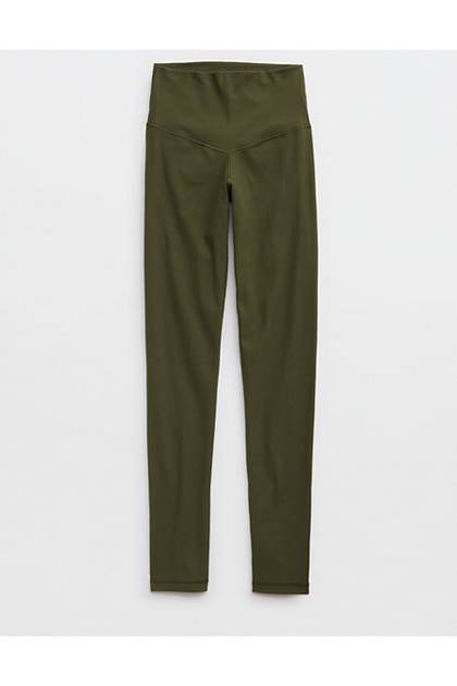 OFFLINE By Aerie Real Me XTRA High Waisted Ribbed Legging Military Green