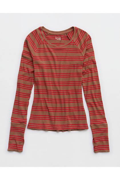 OFFLINE By Aerie Thumbs Up Fitted Ribbed T-Shirt Horizon