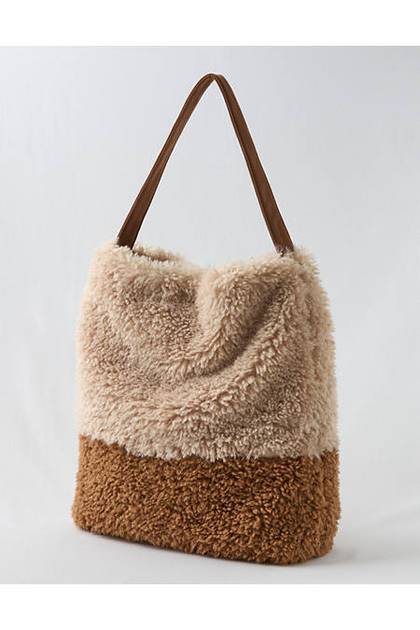 Aerie Fuzzy Fur Tote Bag Sandbar