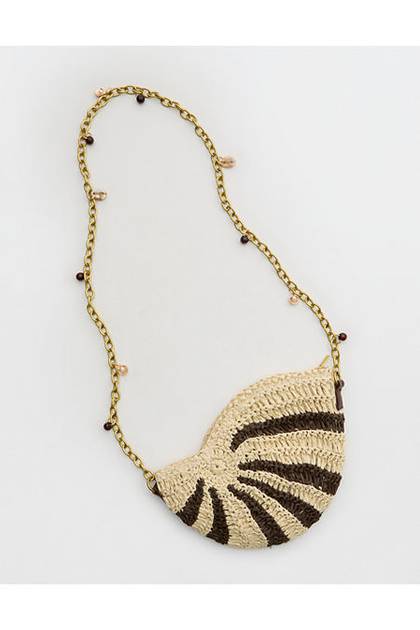 Aerie Straw Shell Charm Bag Natural
