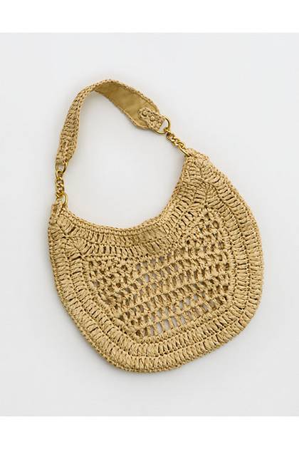 Aerie Straw Shoulder Bag Natural