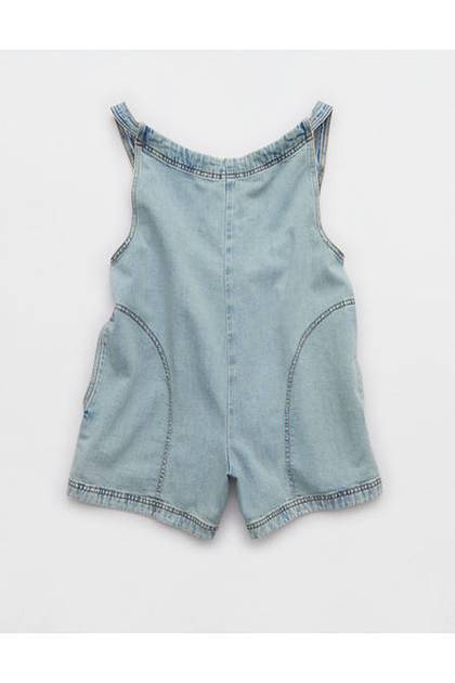 Aerie Denim Shortalls Light Blue