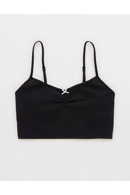 Superchill Cotton Ruched Bra Top True Black