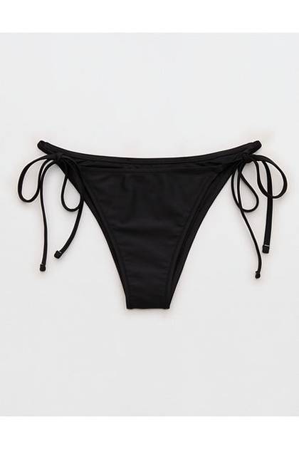 Aerie Cheekiest Side Tie Bikini Bottom True Black