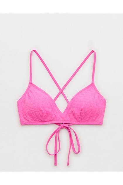 Aerie Tie Back Voop Bikini Top Pink Punch