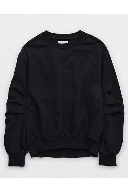 Aerie Jet Setter Crew Sweatshirt True Black