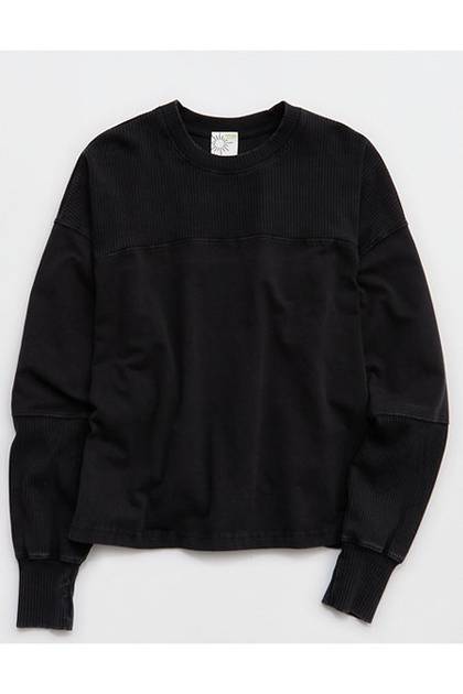 OFFLINE By Aerie OG Cotton Crewneck T-Shirt Washed Black