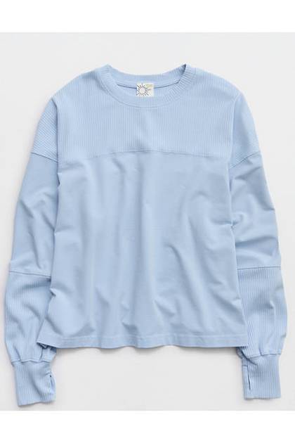 OFFLINE By Aerie OG Cotton Crewneck T-Shirt Blue Mist