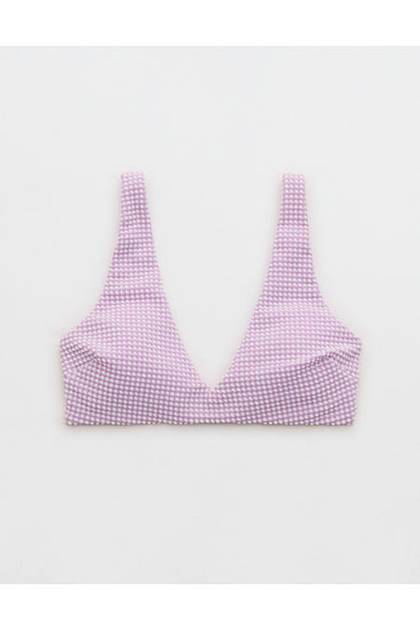 Aerie Seersucker Wide Strap Voop Bikini Top Lively Lilac
