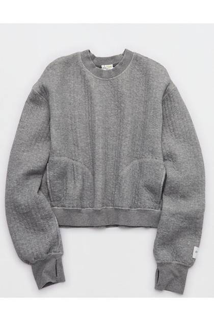 OFFLINE By Aerie Coffee Run Crewneck Dark Heather Gray