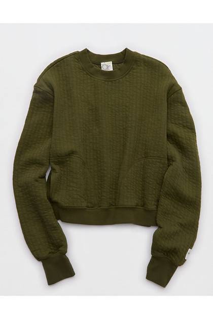 OFFLINE By Aerie Coffee Run Crewneck Military Green