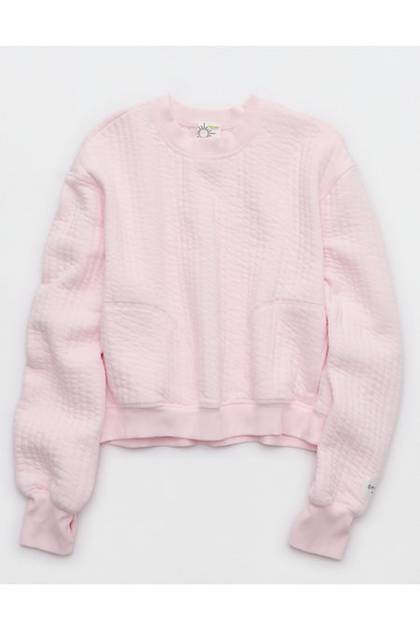 OFFLINE By Aerie Coffee Run Crewneck Pink Petal