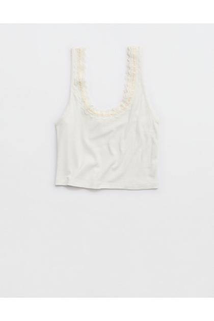 Superchill Cotton Rib Lace Tank Top Soft Muslin