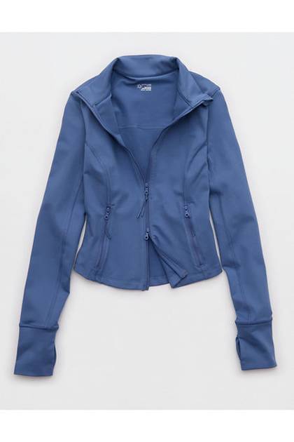 OFFLINE By Aerie The Hugger Full Zip Jacket Marbled Blue