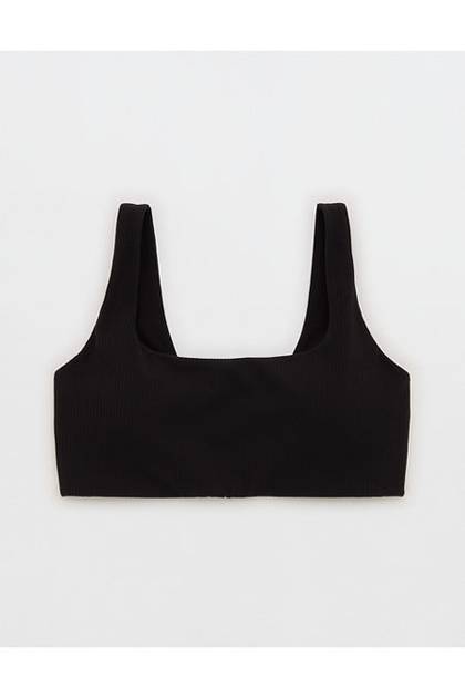 OFFLINE By Aerie Real Me XTRA Ribbed Classic Sports Bra True Black