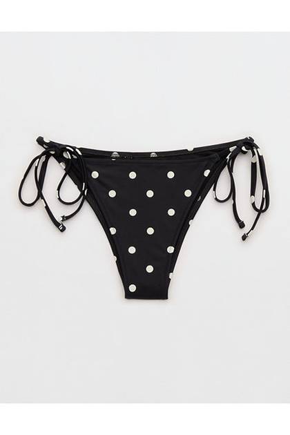 Aerie Cheekiest Side Tie Bikini Bottom True Black