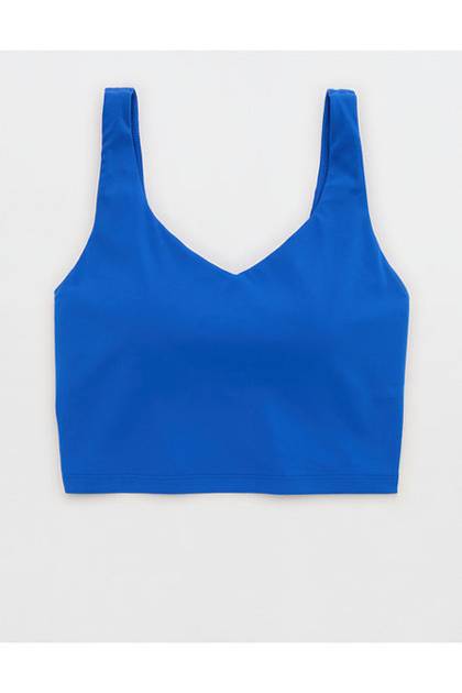 OFFLINE By Aerie Real Me Low Key Longline Sports Bra Cobalt Jewel
