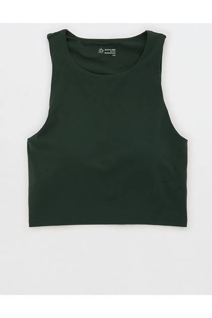OFFLINE By Aerie Real Me XTRA High Neck Longline Sports Bra Mystical Green