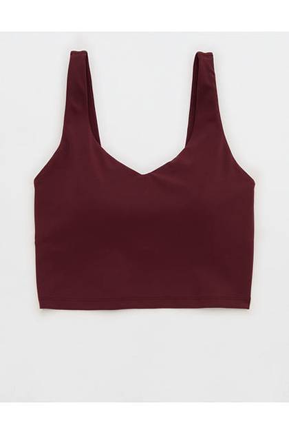 OFFLINE By Aerie Real Me Low Key Longline Sports Bra Royal Berry