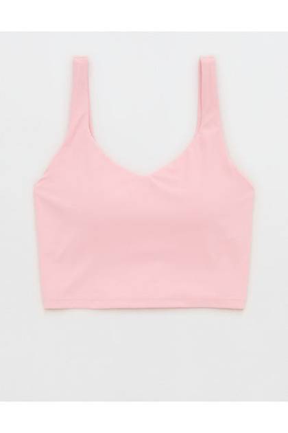 OFFLINE By Aerie Real Me Low Key Longline Sports Bra Club Pink
