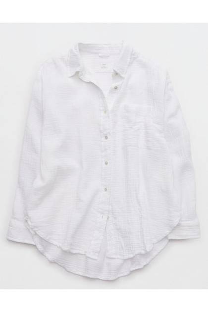 Aerie Day-Off Cover Up Shirt White