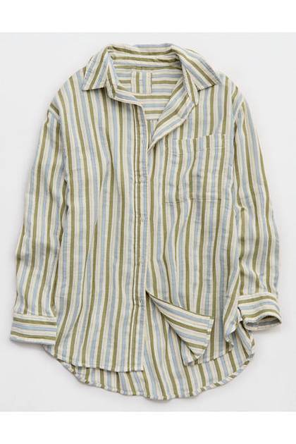 Aerie Day-Off Cover Up Shirt Palm