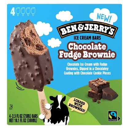 Ben & Jerry's Chocolate Fudge Brownie Ice Cream Bars - 10.1 fl oz/4ct
