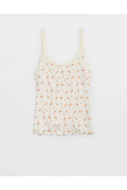 Aerie Real Soft® Lace Trim Tank White