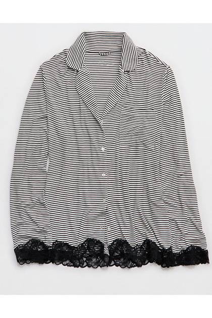 Aerie Real Soft Rib Long Sleeve T-Shirt Black