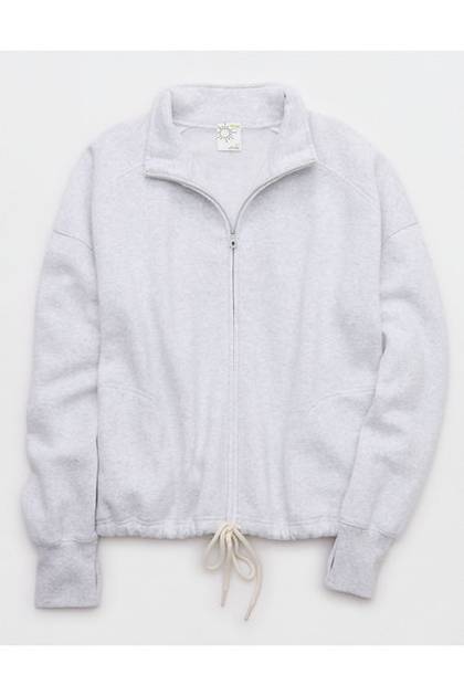 OFFLINE By Aerie Cloud Fleece Seamed Full Zip Light Heather Gray