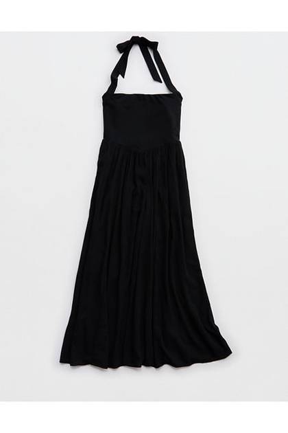 Aerie At The Barre Halter Dress True Black