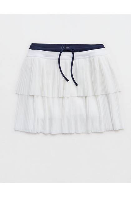 OFFLINE By Aerie Real Me Pleated Mesh Skort White