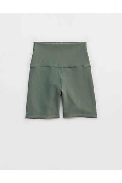 OFFLINE By Aerie Stripe Rib High Waisted 5" Bike Short Royal Palm