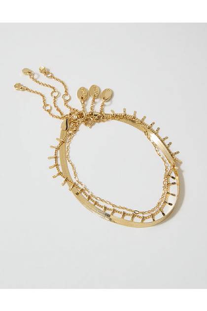 Aerie Anklet 3-Pack Gold