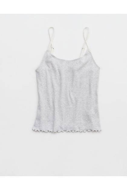 Aerie Pointelle Pajama Tank Top Light Heather Gray