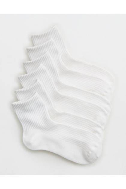 Aerie Basic Cotton Ribbed Quarter Sock 3-Pack White