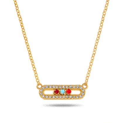 Birthstone Kinetic Pavé Necklace (Gold)