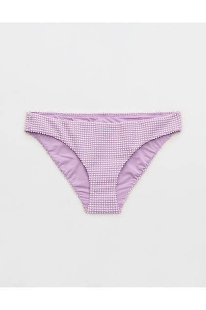 Aerie Seersucker Full Coverage Classic Bikini Bottom Lively Lilac