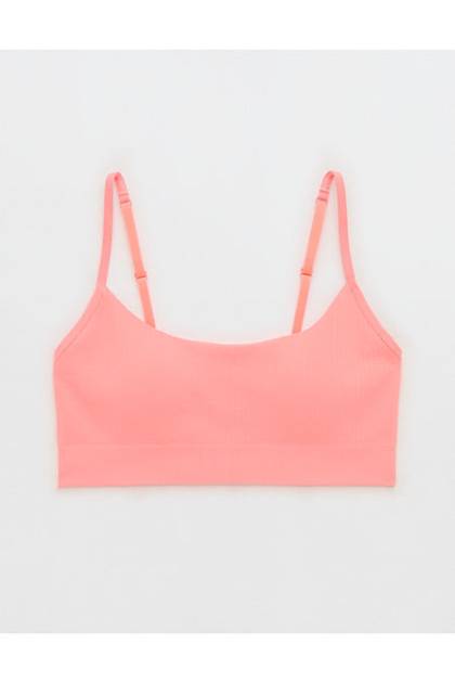Superchill Seamless Rib Padded Scoop Bralette Wild Peach