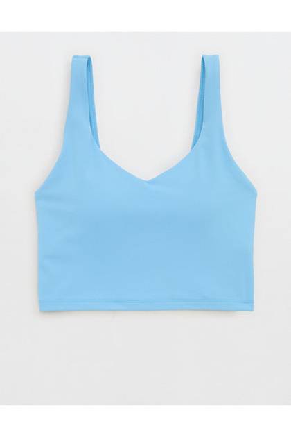 OFFLINE By Aerie Real Me Low Key Longline Sports Bra Moody Blues