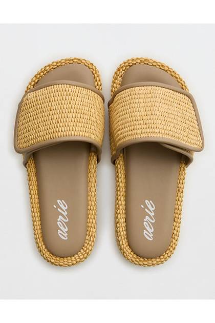 Aerie Straw Sandal Beige