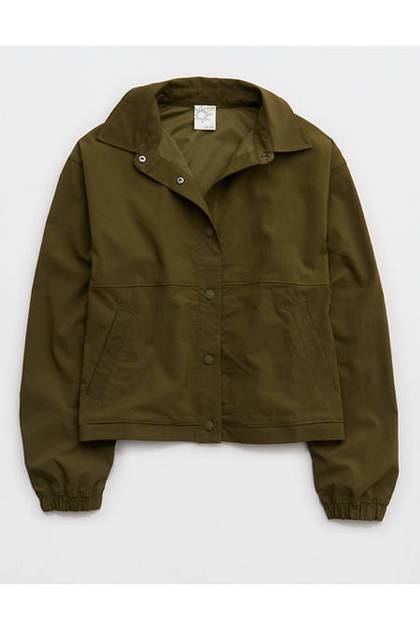 OFFLINE By Aerie Nice Moves Button Up Military Green