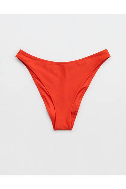 Aerie Mid Rise Cheeky Bikini Bottom Orange Flare