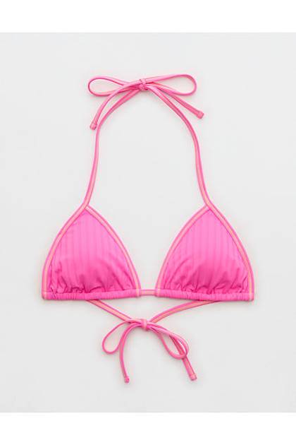 Aerie String Triangle Bikini Top Pink Punch