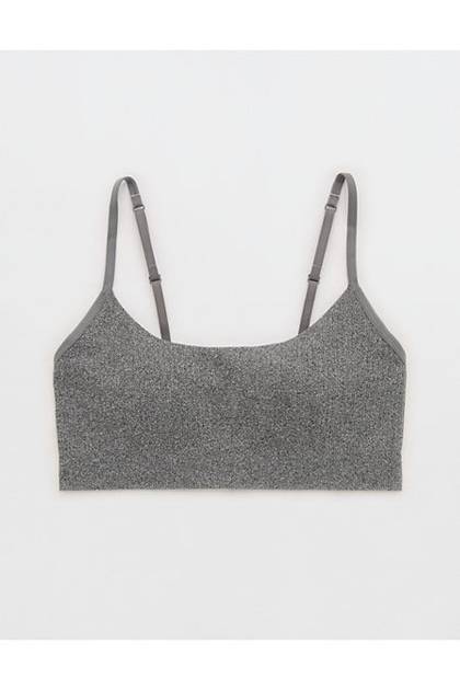 Superchill Seamless Rib Padded Scoop Bralette Dark Heather Gray